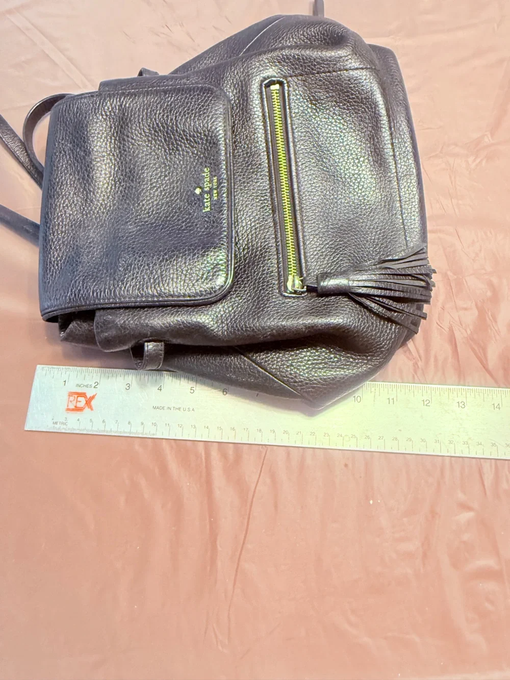 kate spade Black Pebbled Leather Backpack with Gold Hardware